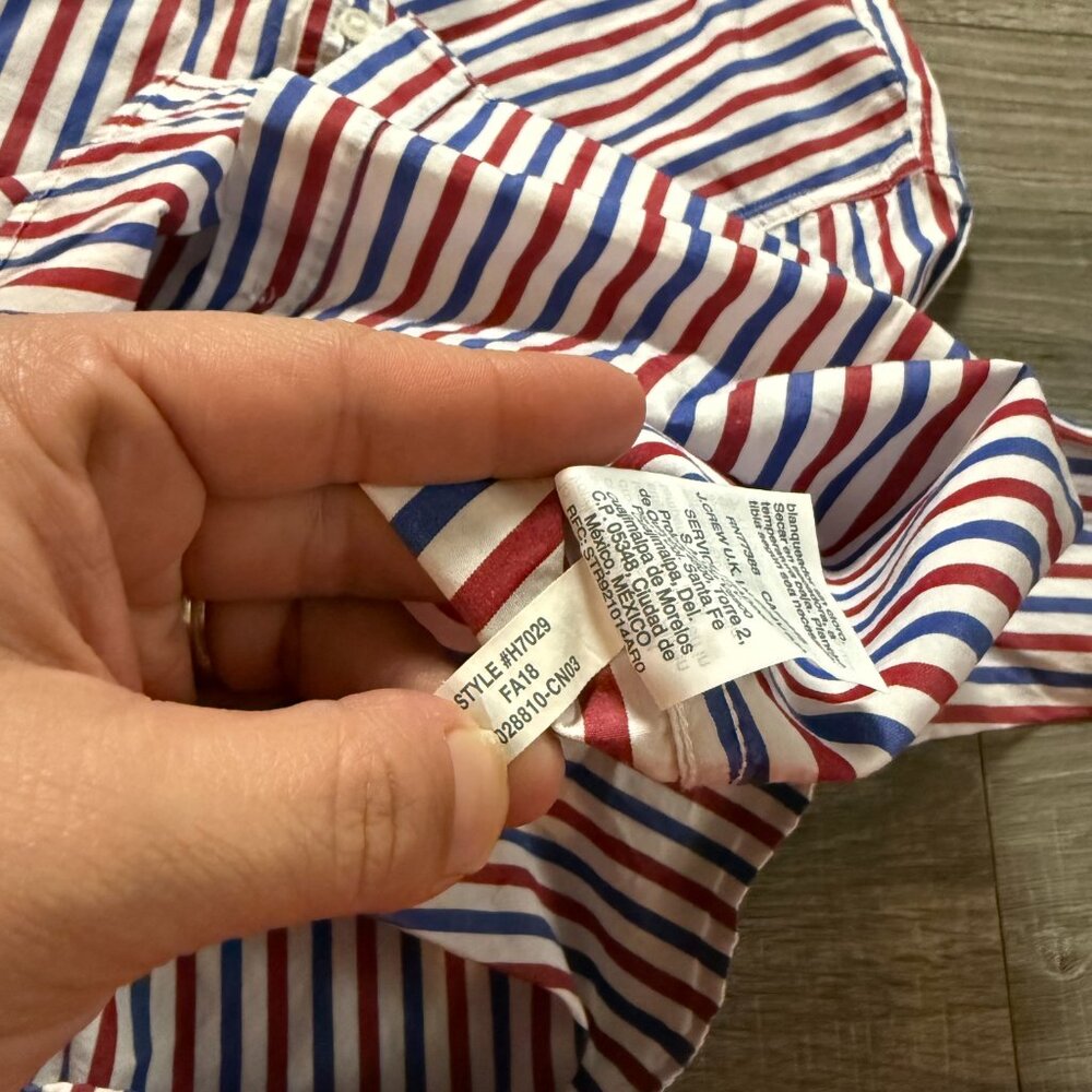 J. Crew Classic Fit Boy Shirt Trifecta Stripe Button Front Top Women Size 14 - Picture 5 of 6
